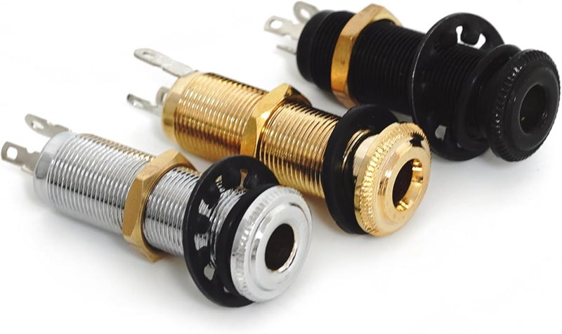 guyker Stereo Long Threaded Output Jack - Pro Metal Guitar Bass Barrel Cylinder Input Output Jacks Plug Sockets with 3 Pins Replacement Part (1 Piece, Gold) - Image 3